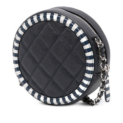 Caviar Striped CC Filigree Round Crossbody
