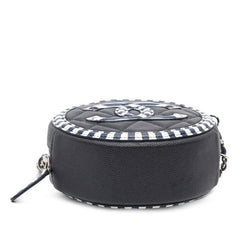 Caviar Striped CC Filigree Round Crossbody