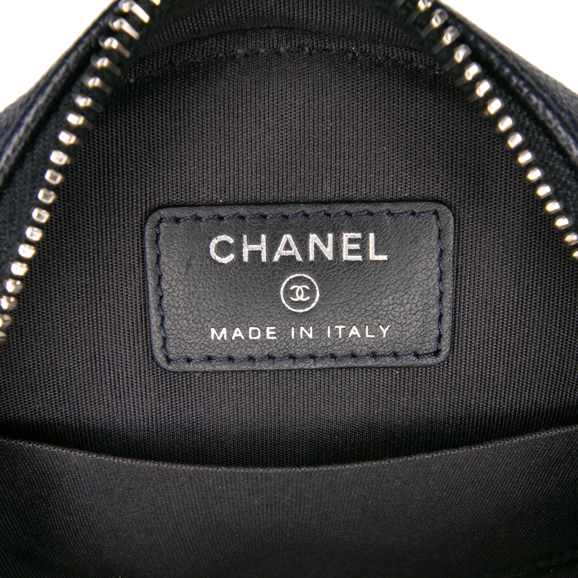 Caviar Striped CC Filigree Round Crossbody