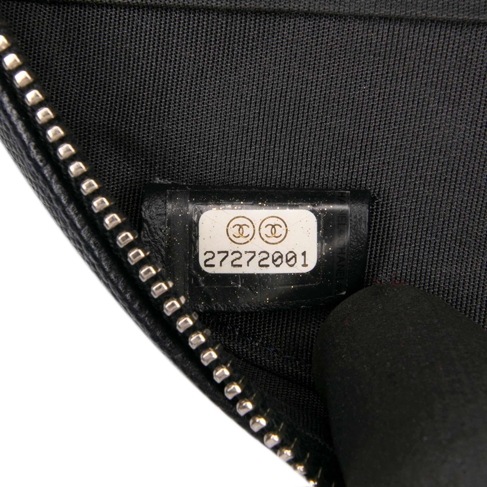 Caviar Striped CC Filigree Round Crossbody