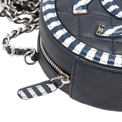Caviar Striped CC Filigree Round Crossbody