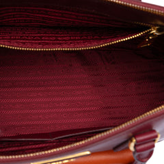 Saffiano Lux Galleria Double Zip Front Pocket Satchel