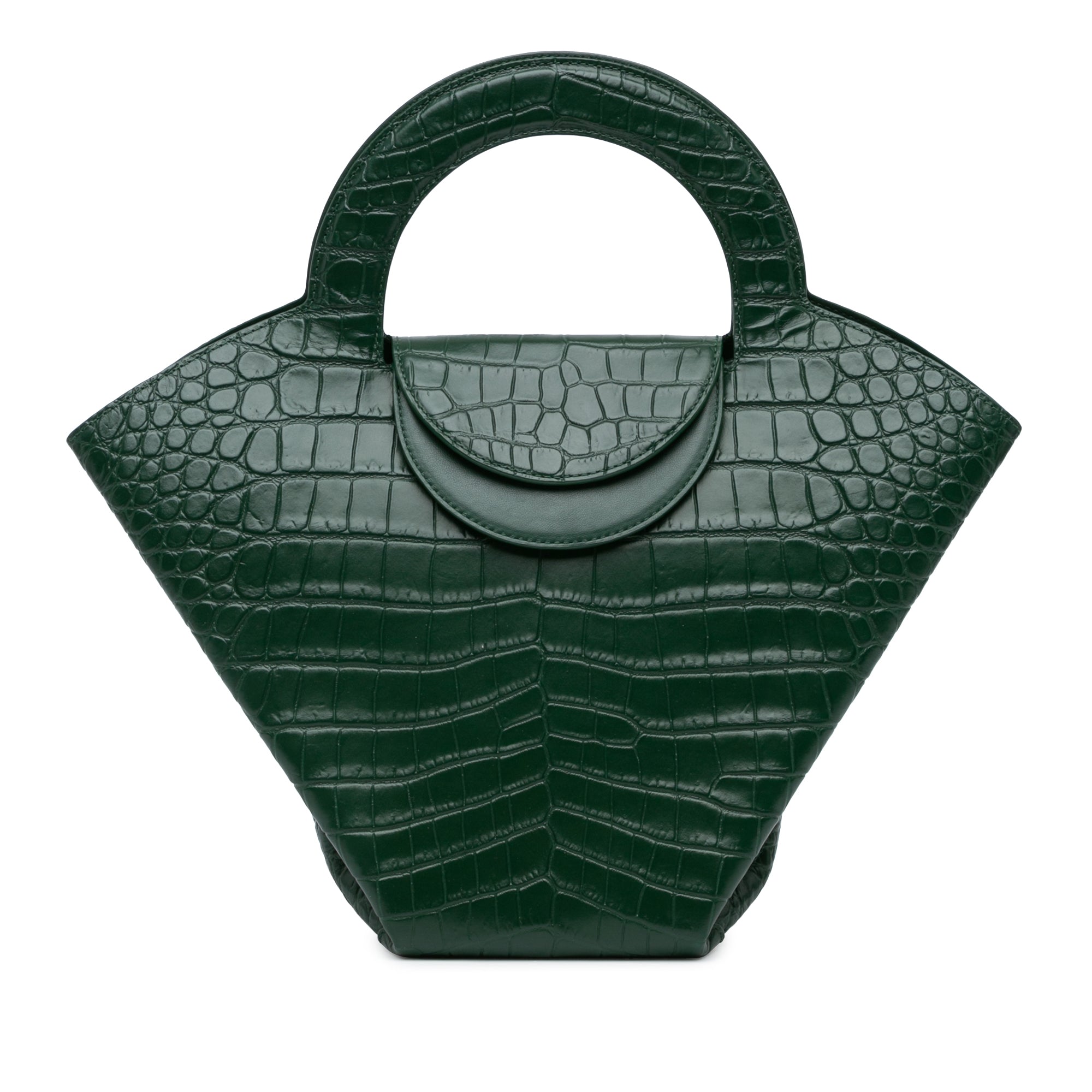 Crocodile Embossed Doll Top Handle Bag