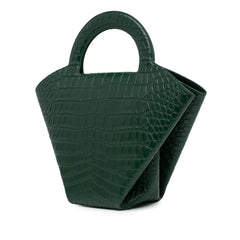 Crocodile Embossed Doll Top Handle Bag