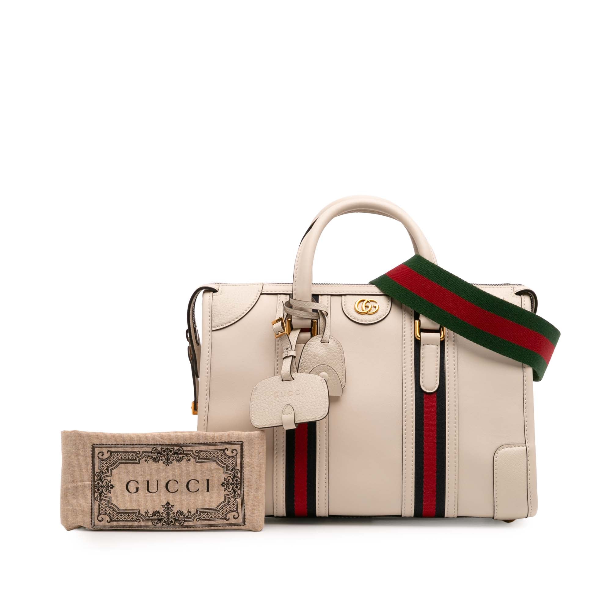 Medium Calfskin Web Bauletto Top Handle Bag