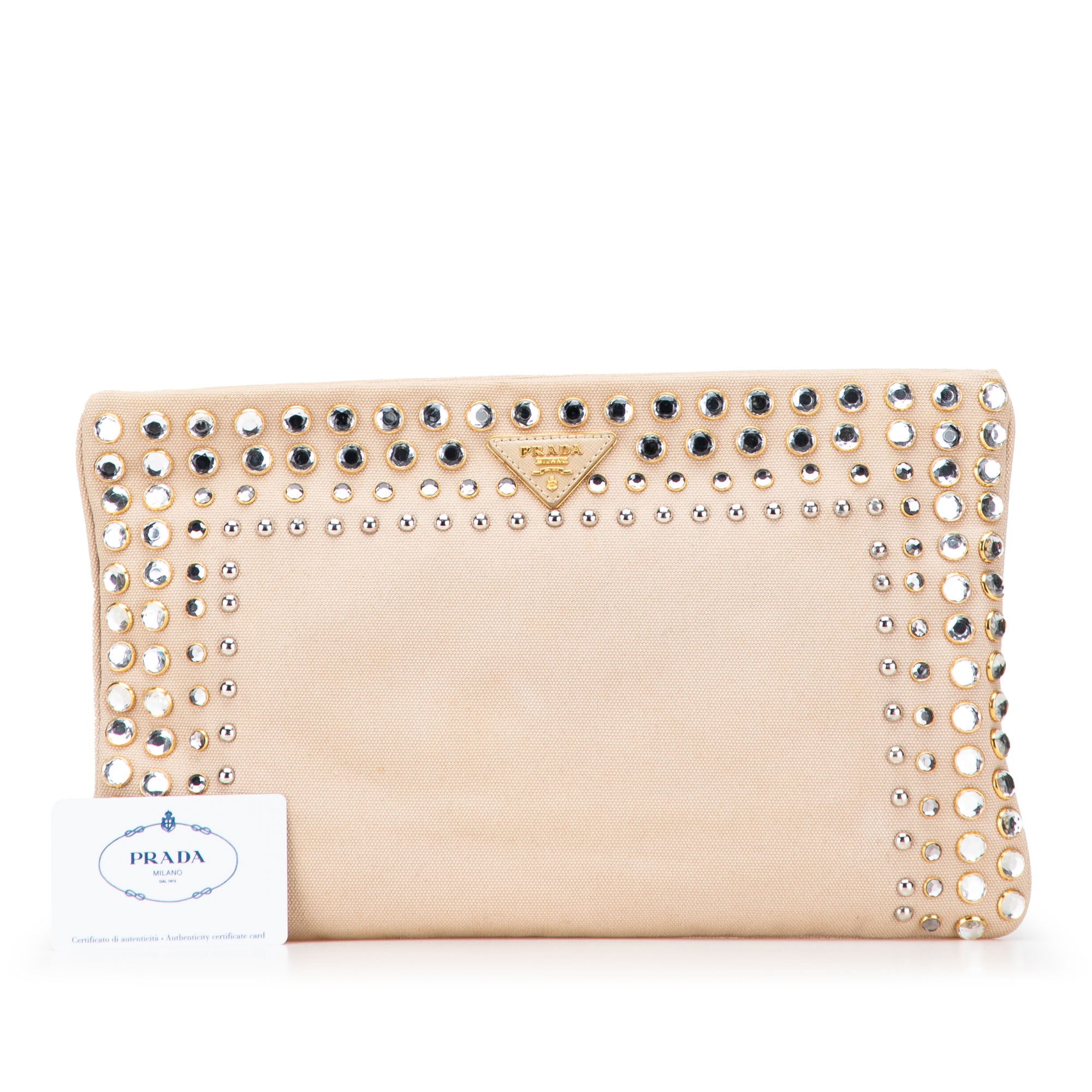 Canvas Canapa Studded Vernice Clutch