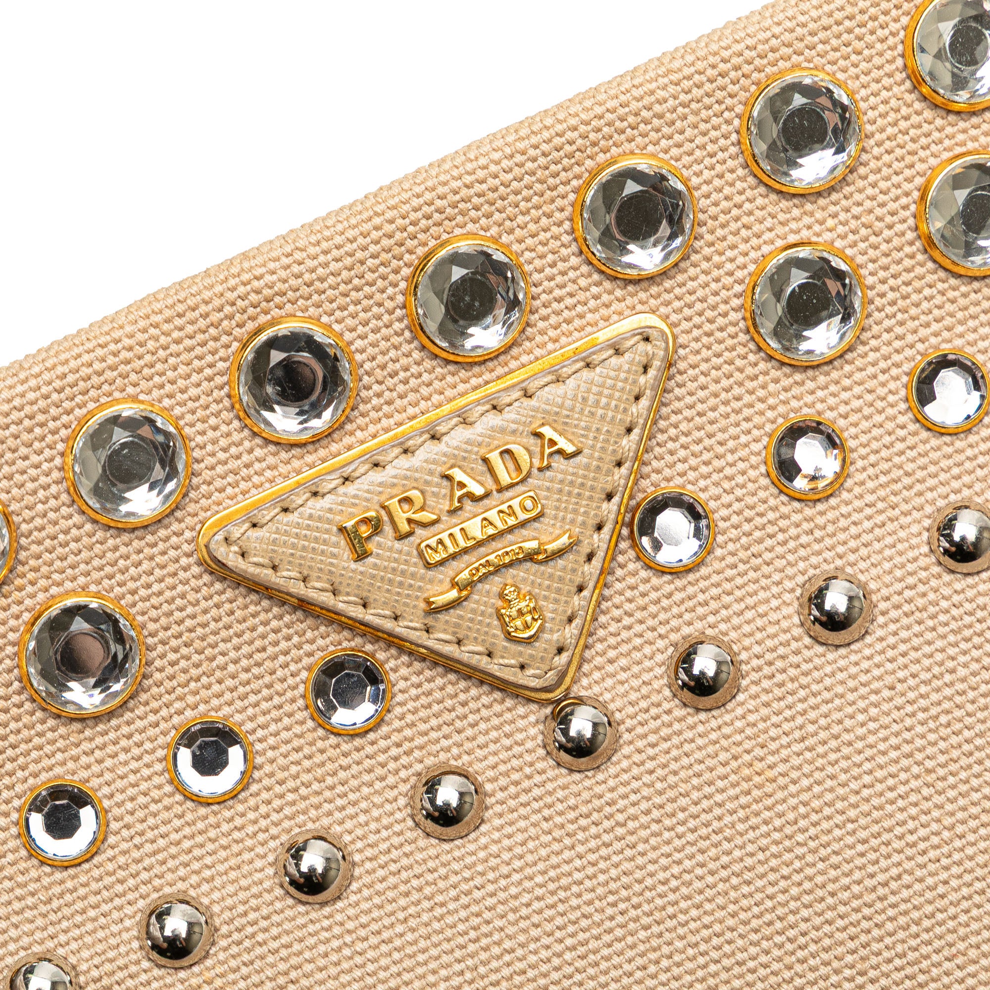 Canvas Canapa Studded Vernice Clutch
