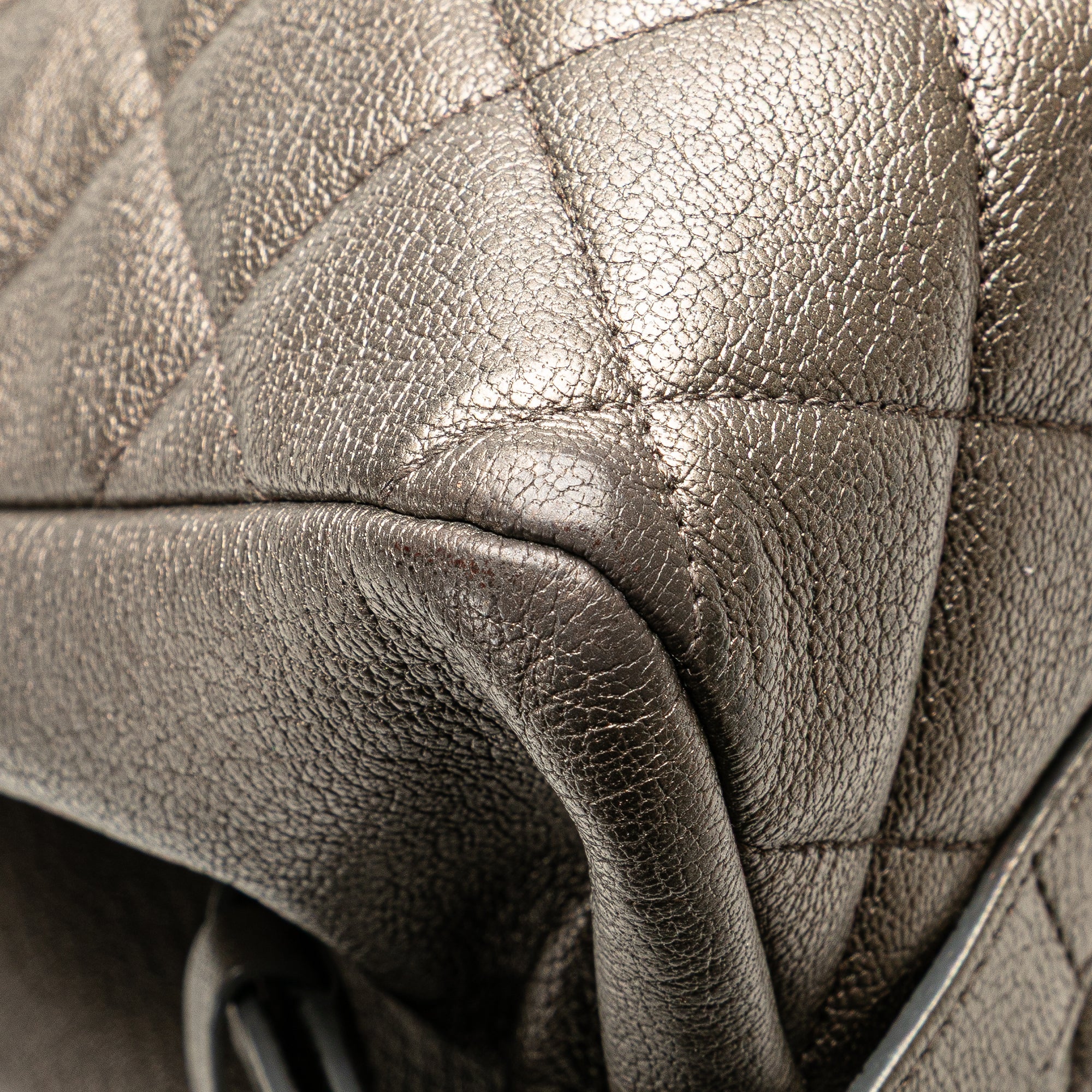 Large Quilted Metallic Goatskin City Rock Shopping Tote