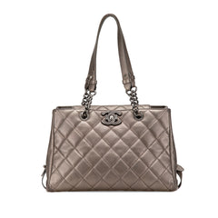 Large Quilted Metallic Goatskin City Rock Shopping Tote