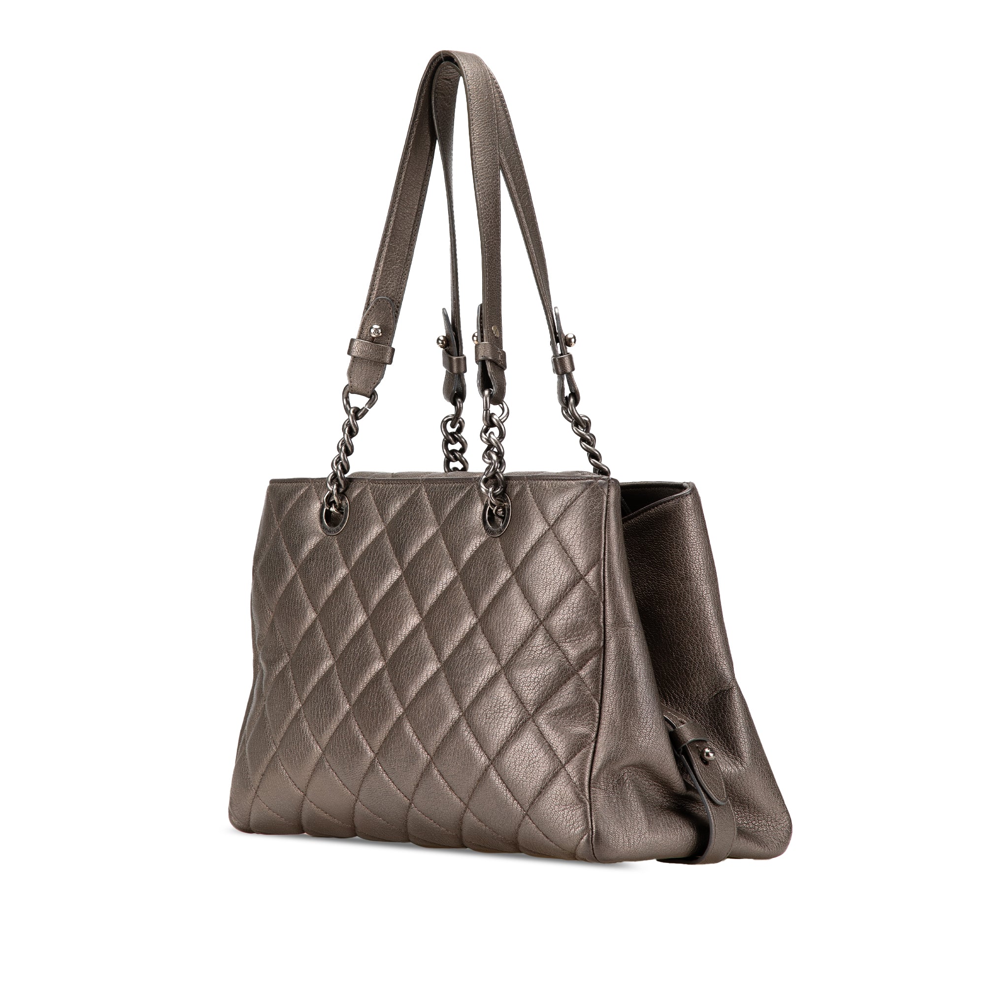 Large Quilted Metallic Goatskin City Rock Shopping Tote