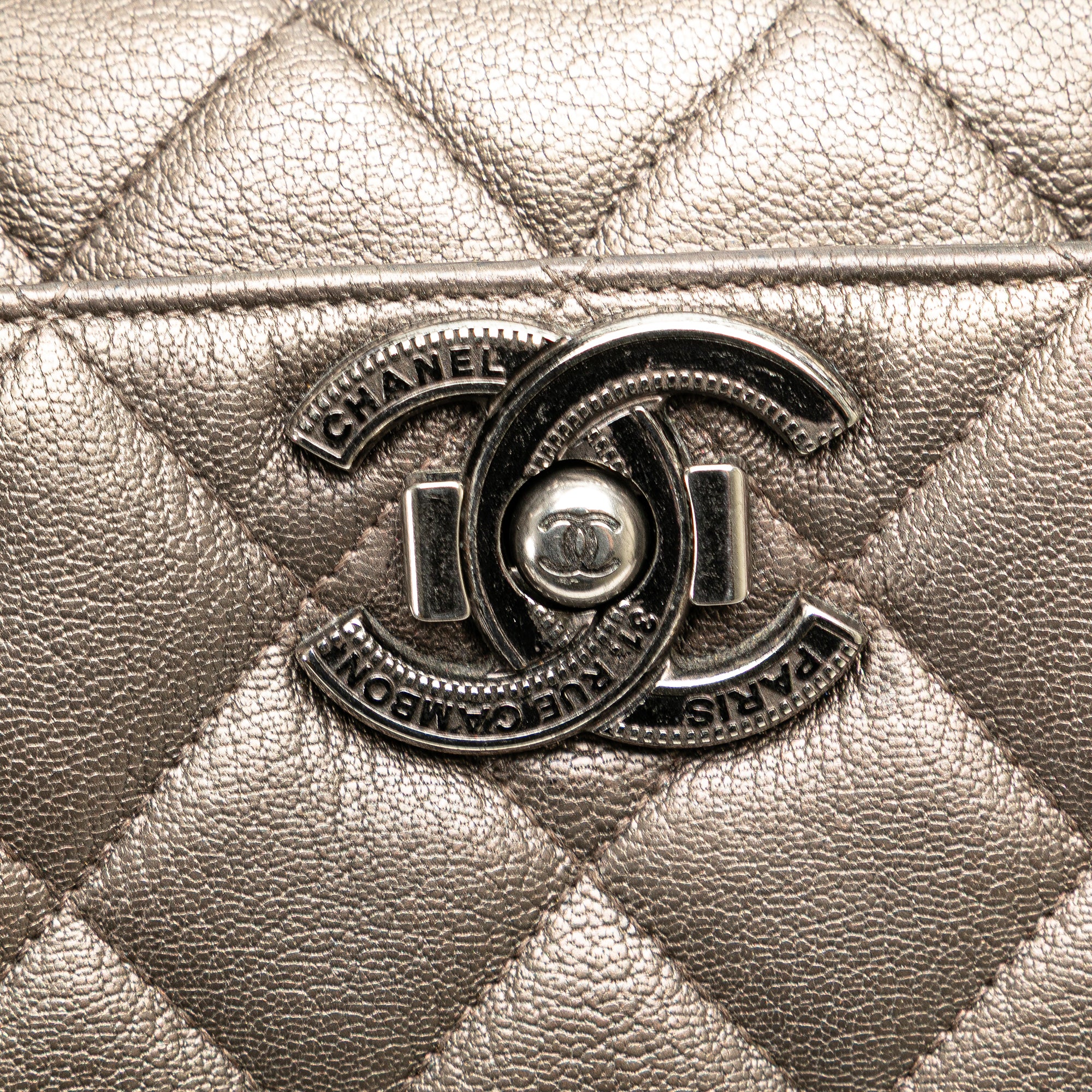Large Quilted Metallic Goatskin City Rock Shopping Tote