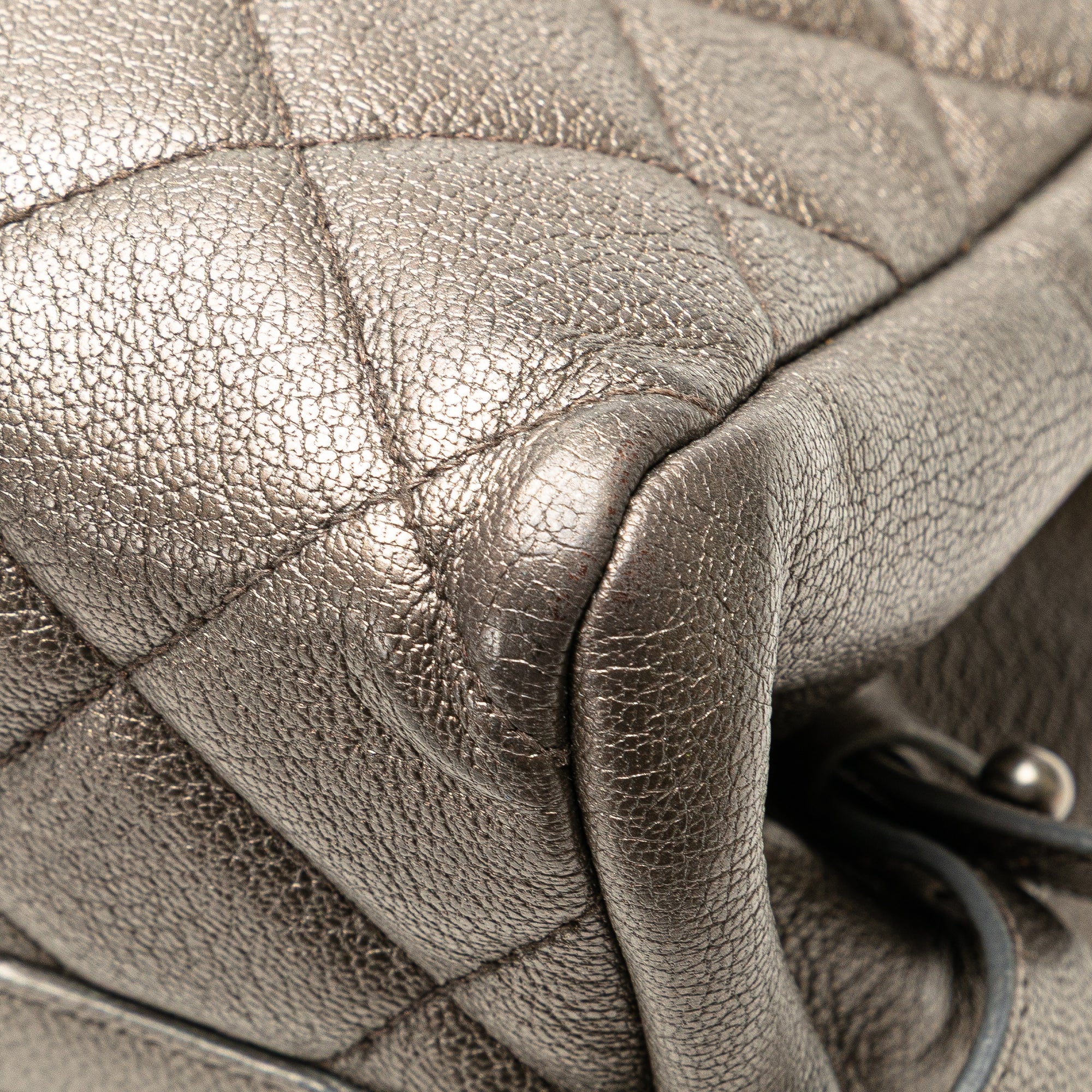 Large Quilted Metallic Goatskin City Rock Shopping Tote