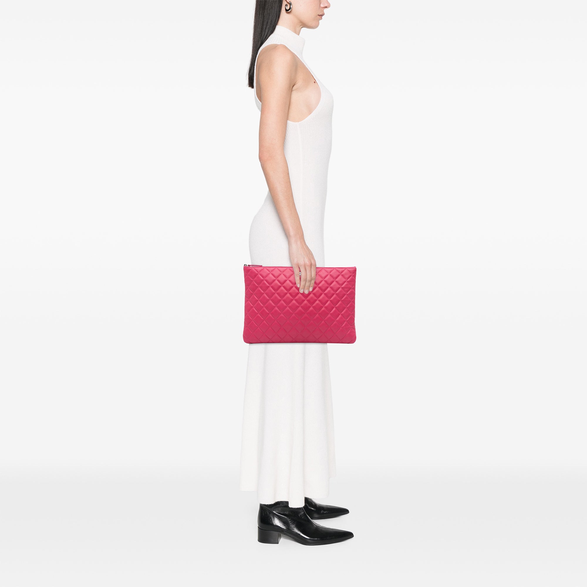 Large Quilted Lambskin O Case Clutch