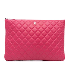 Large Quilted Lambskin O Case Clutch