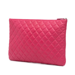Large Quilted Lambskin O Case Clutch