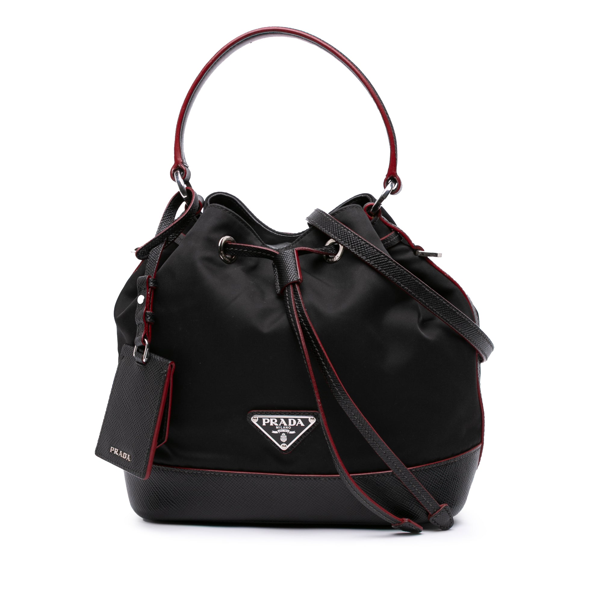 Saffiano Trimmed Tessuto Bucket Bag