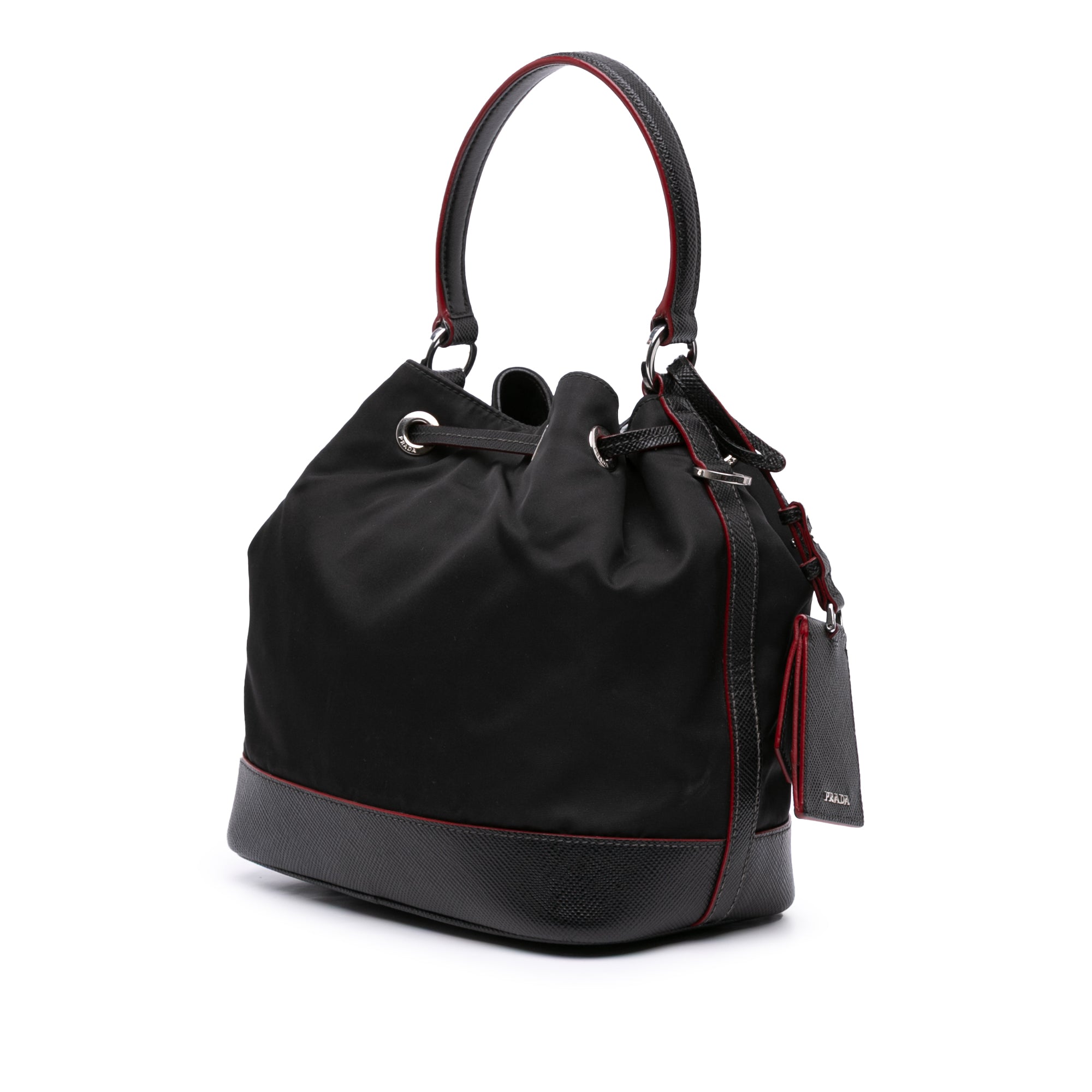 Saffiano Trimmed Tessuto Bucket Bag