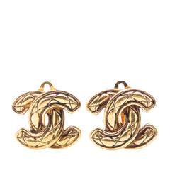 CC Gold Plated Quilted Clip on Earrings