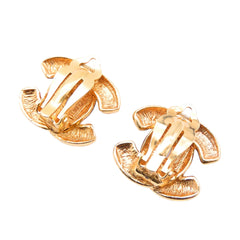 CC Gold Plated Quilted Clip on Earrings