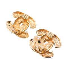 CC Gold Plated Quilted Clip on Earrings