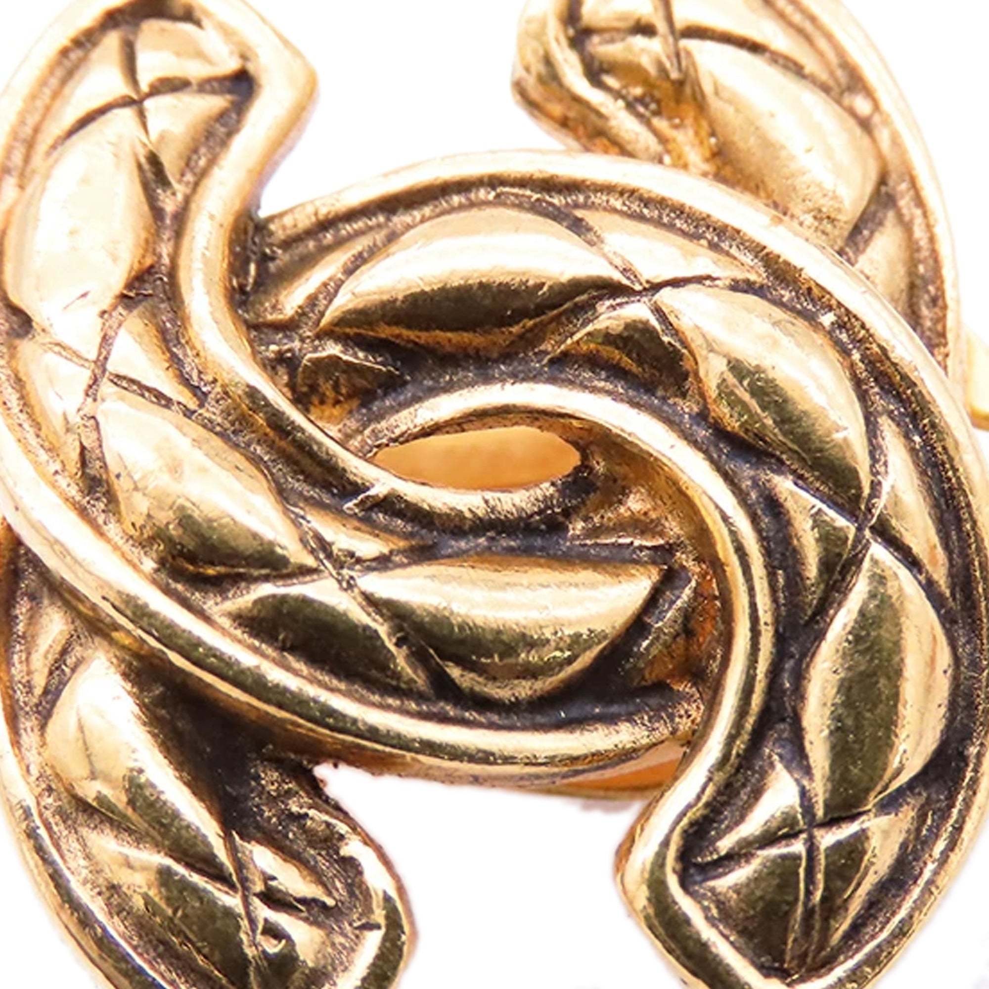 CC Gold Plated Quilted Clip on Earrings