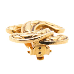 CC Gold Plated Quilted Clip on Earrings