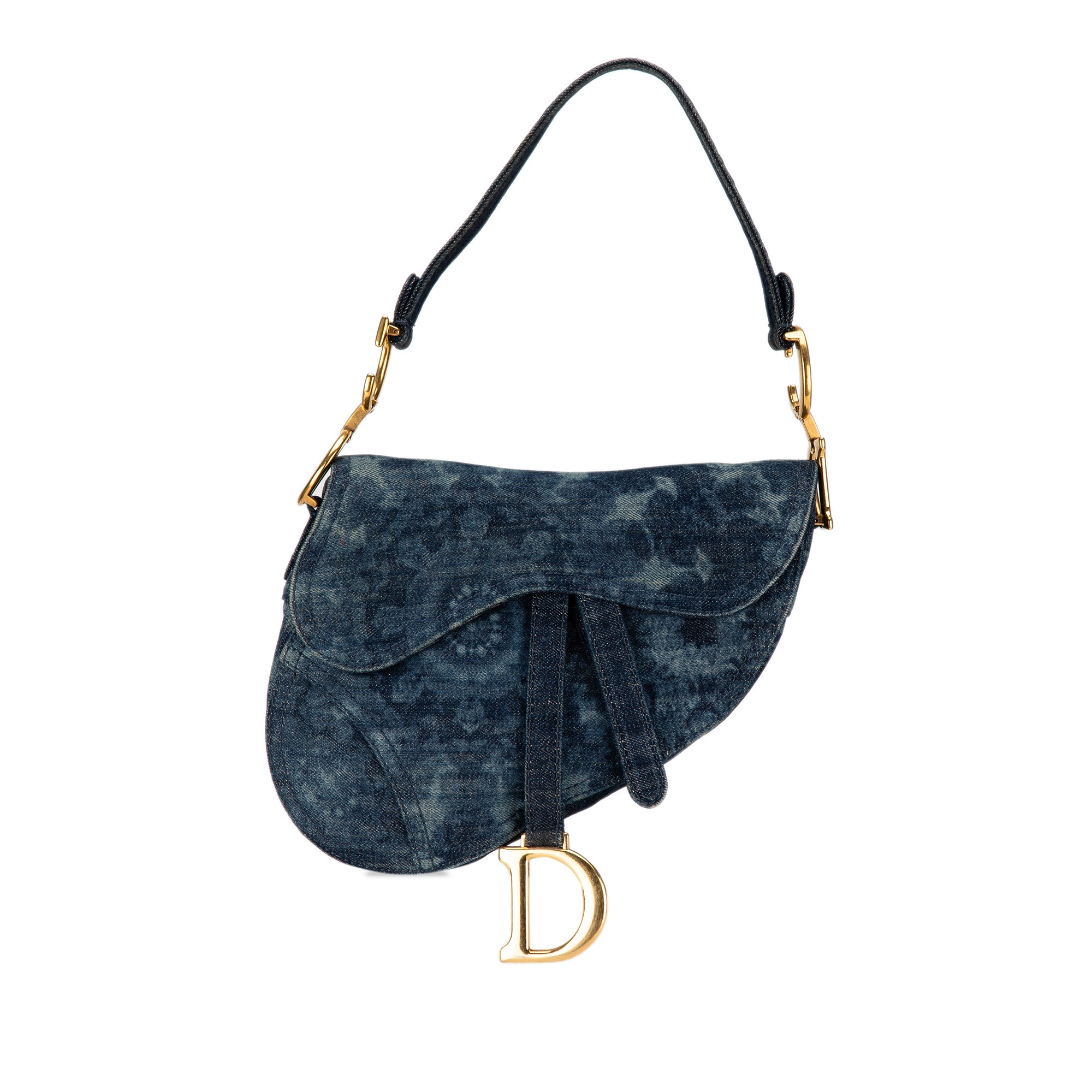 Medium Tie Dye Printed Denim Saddle Bag_0