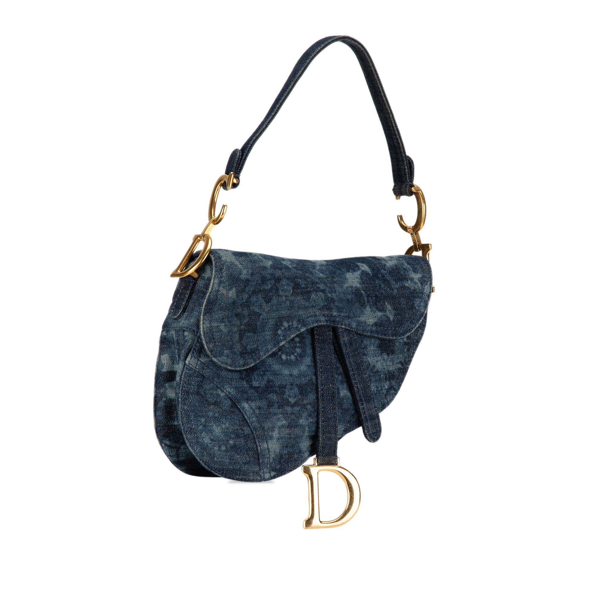 Medium Tie Dye Printed Denim Saddle Bag_1