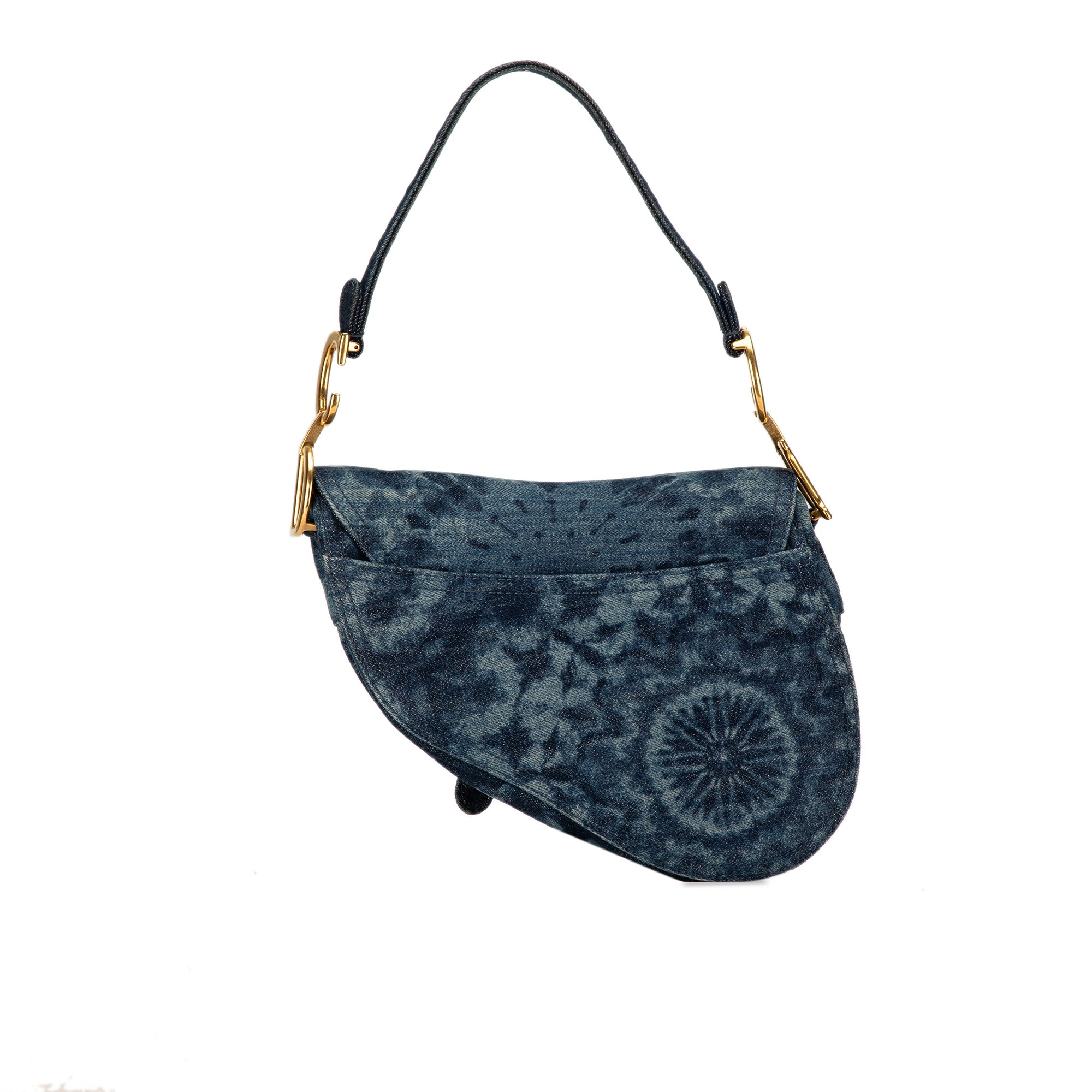 Medium Tie Dye Printed Denim Saddle Bag_2