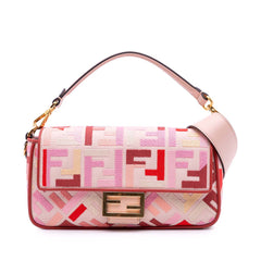 Zucca Embroidered Canvas Baguette Satchel