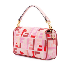 Zucca Embroidered Canvas Baguette Satchel