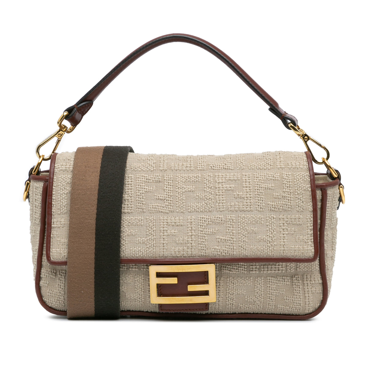 Zucca Embroidered Canvas Baguette Satchel