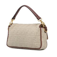 Zucca Embroidered Canvas Baguette Satchel