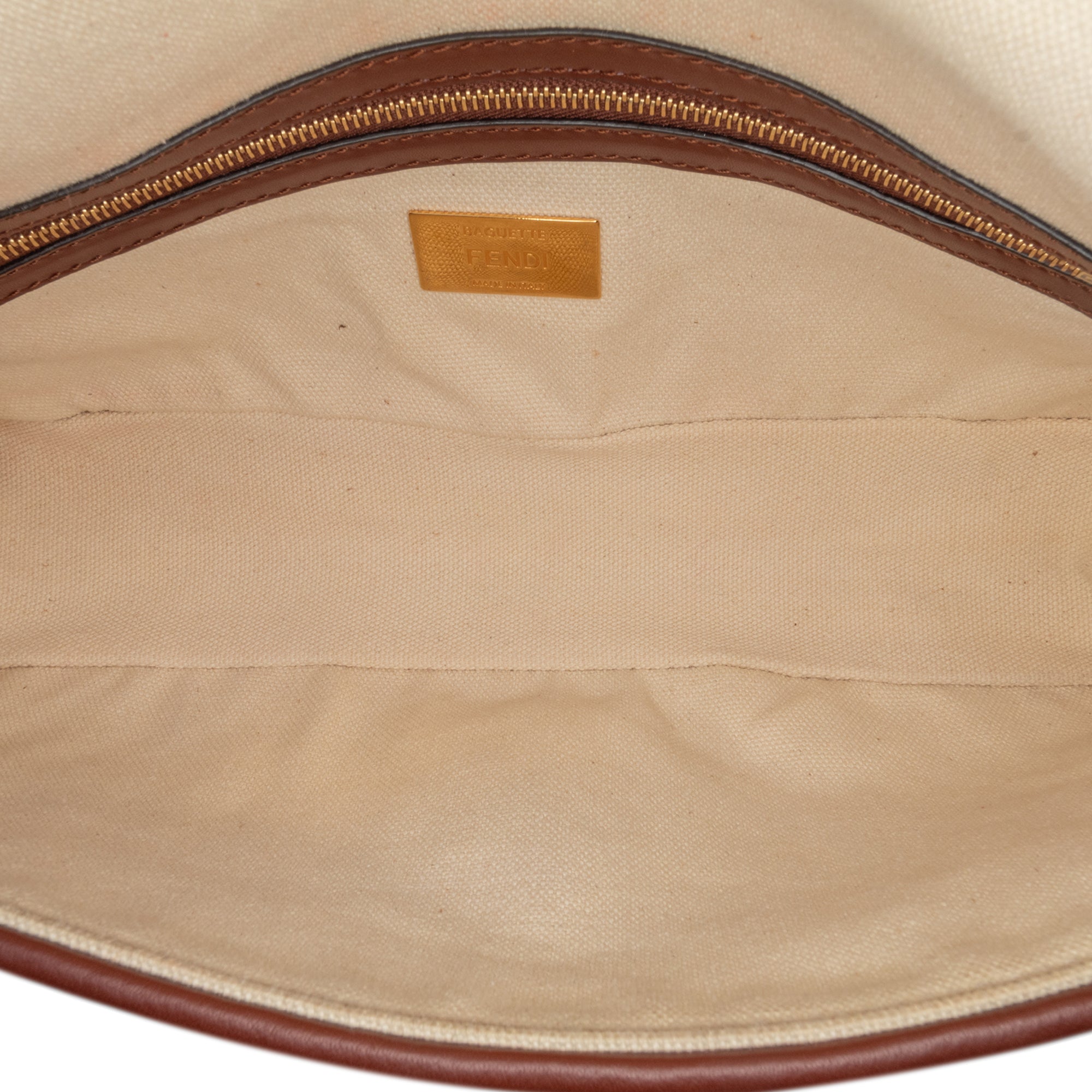 Zucca Embroidered Canvas Baguette Satchel
