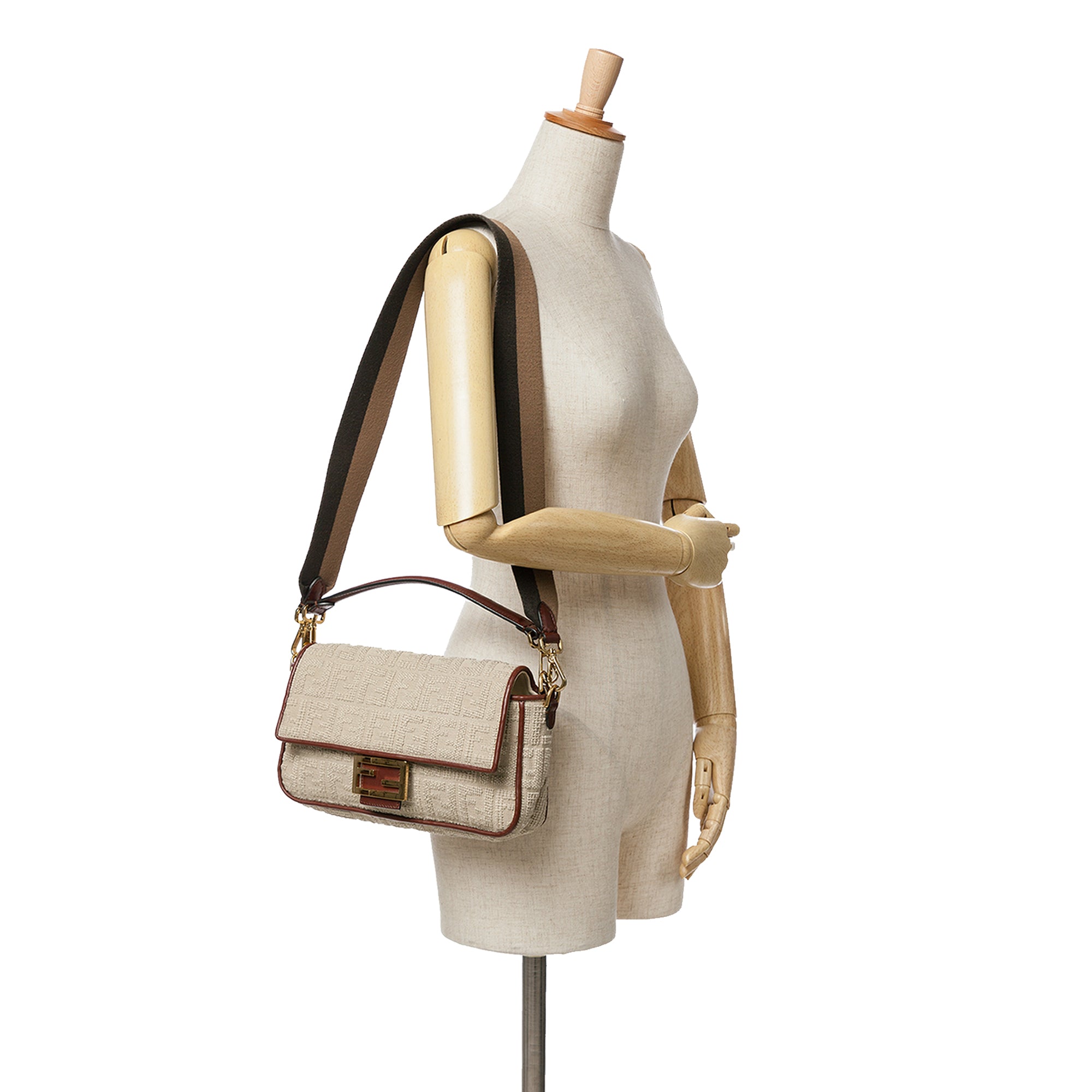 Zucca Embroidered Canvas Baguette Satchel