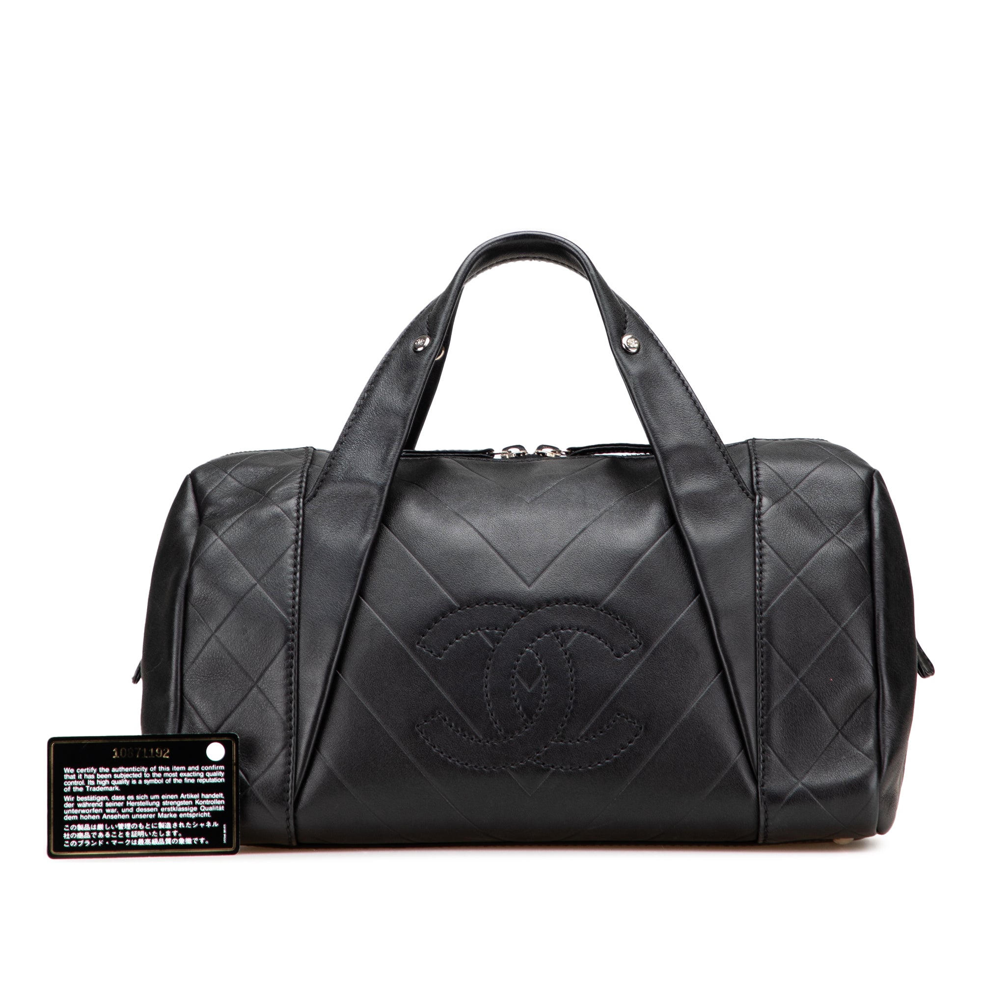 CC Chevron Quilted Lambskin Boston