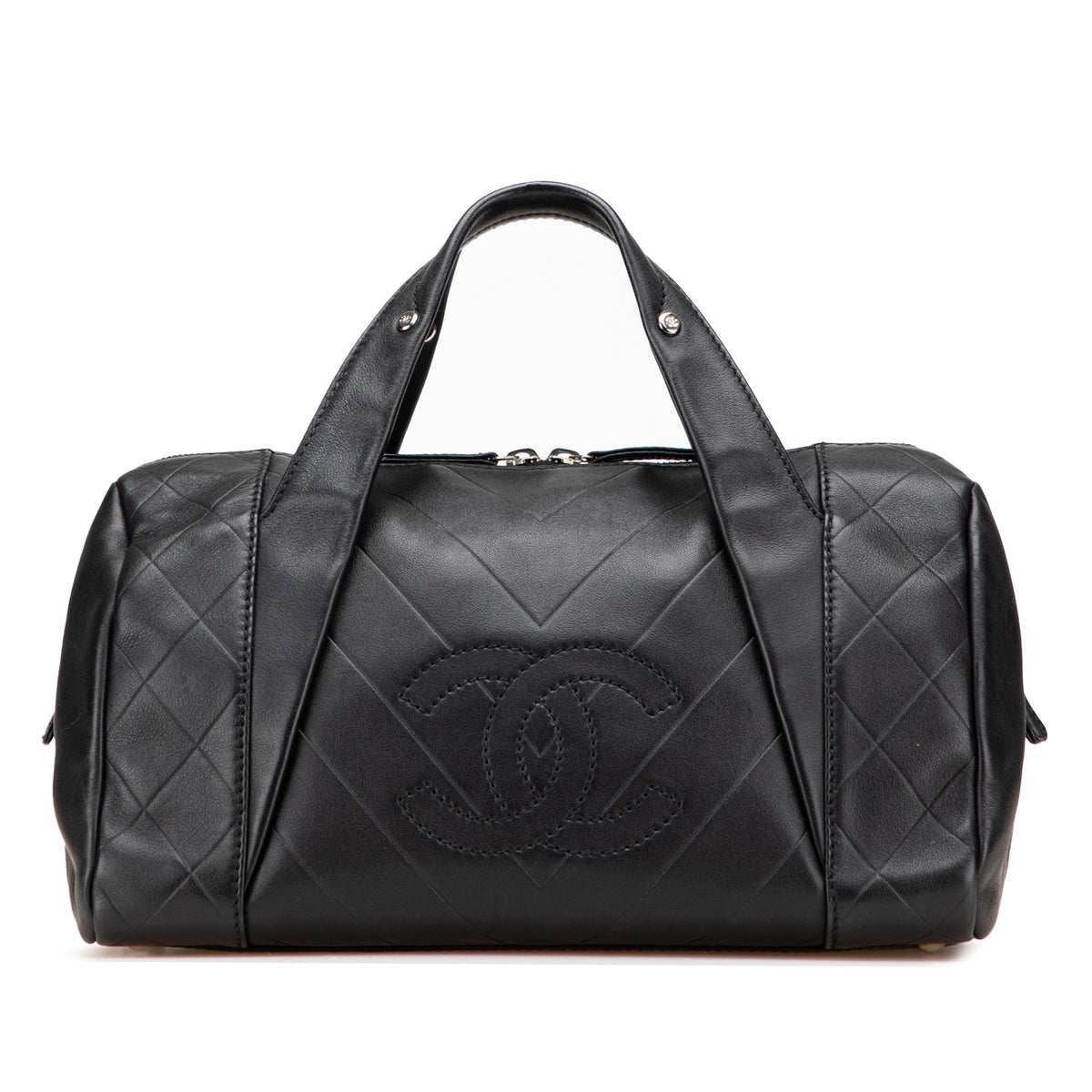 CC Chevron Quilted Lambskin Boston