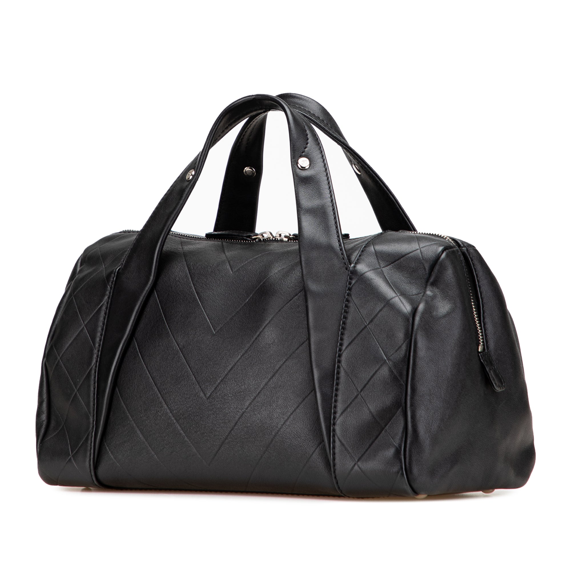 CC Chevron Quilted Lambskin Boston