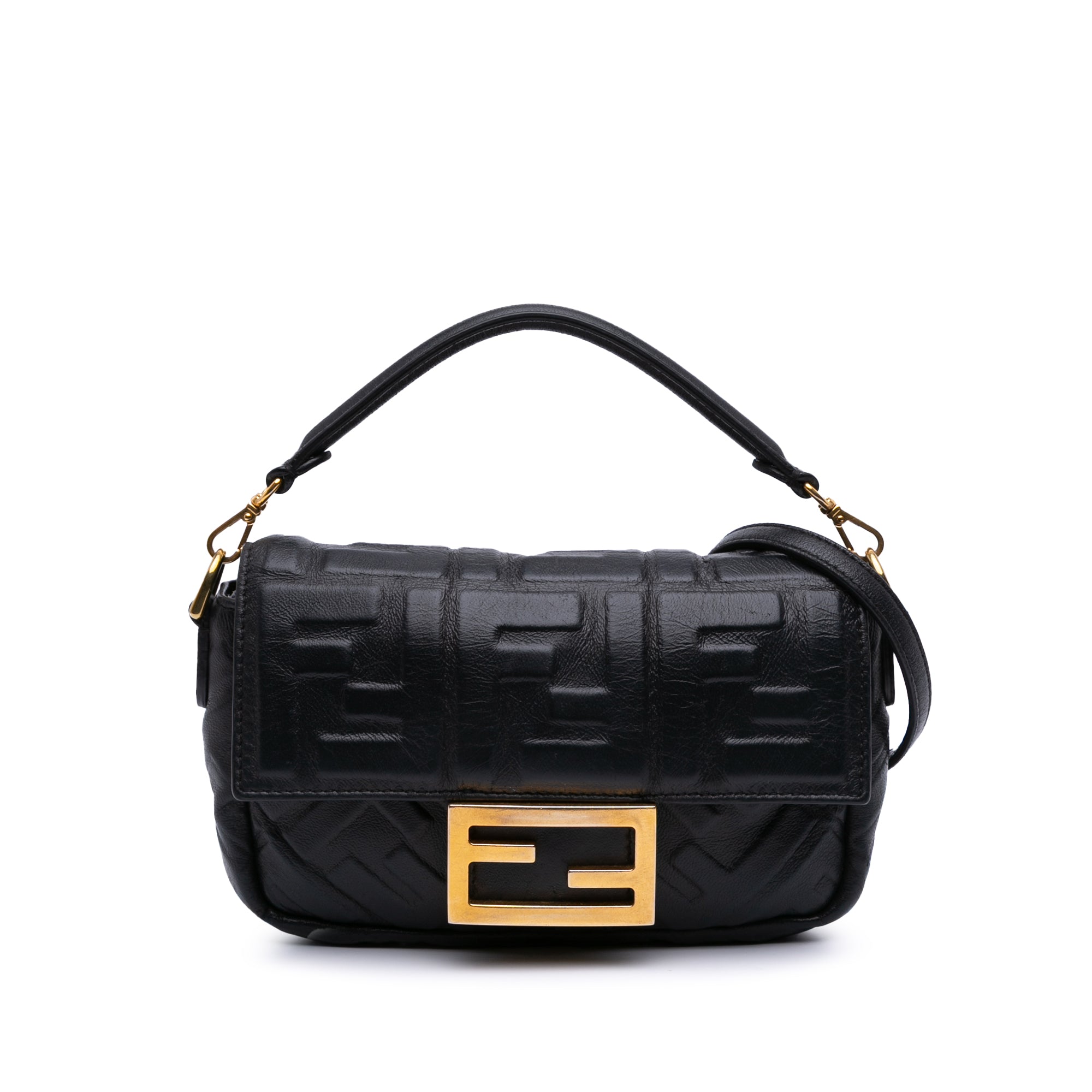 Mini Zucca Embossed Leather Baguette Satchel