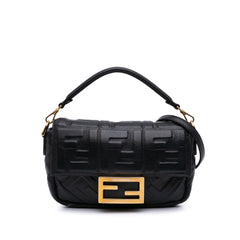 Mini Zucca Embossed Leather Baguette Satchel