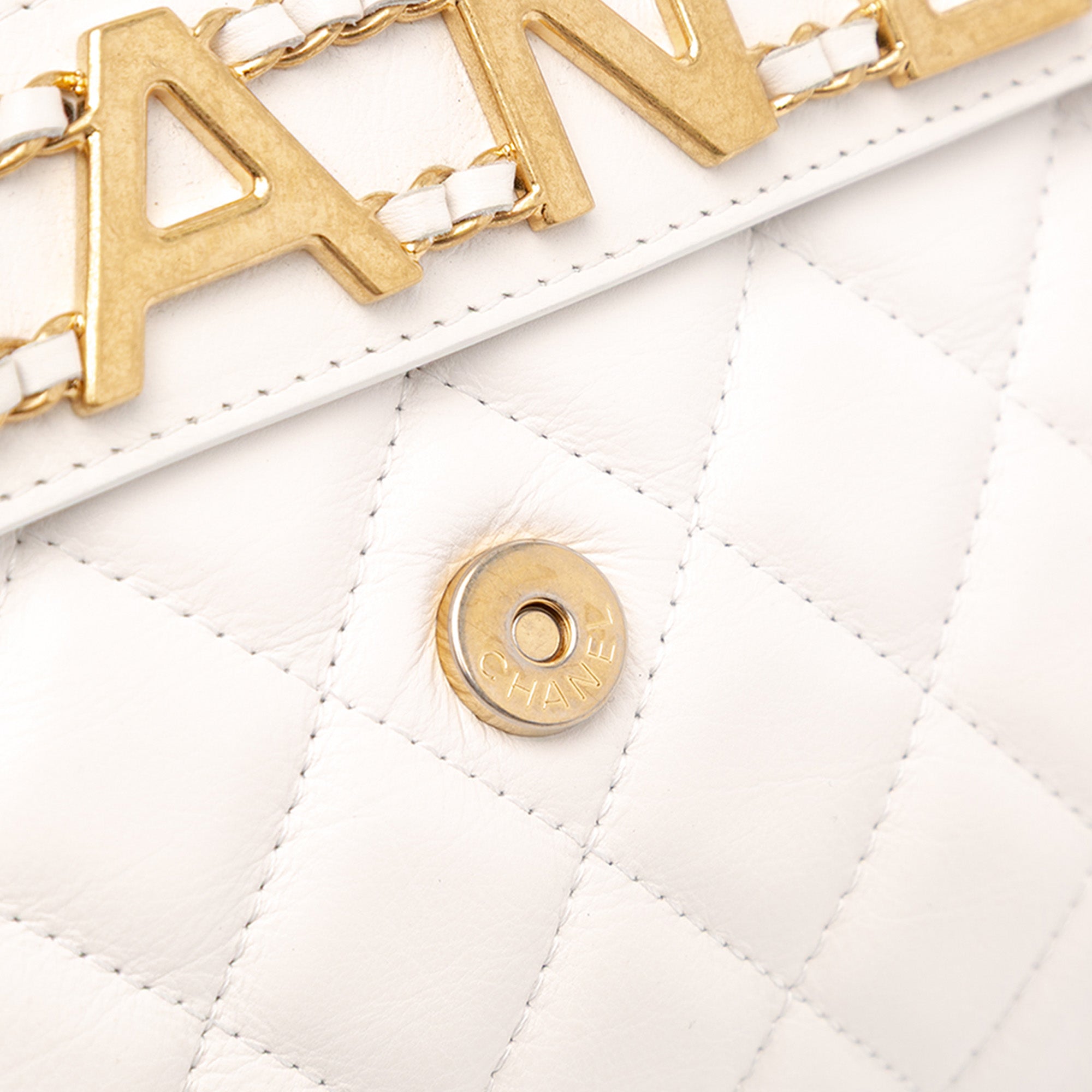 Quilted Calfskin Logo Enchained Clutch