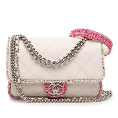 Quilted Lambskin and Tweed Elegant Trim Flap