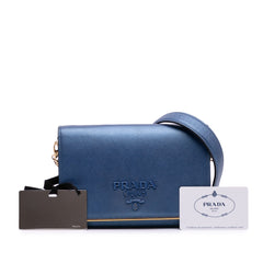 Saffiano Lux Metal Bar Chain Crossbody