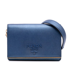 Saffiano Lux Metal Bar Chain Crossbody