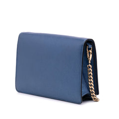 Saffiano Lux Metal Bar Chain Crossbody