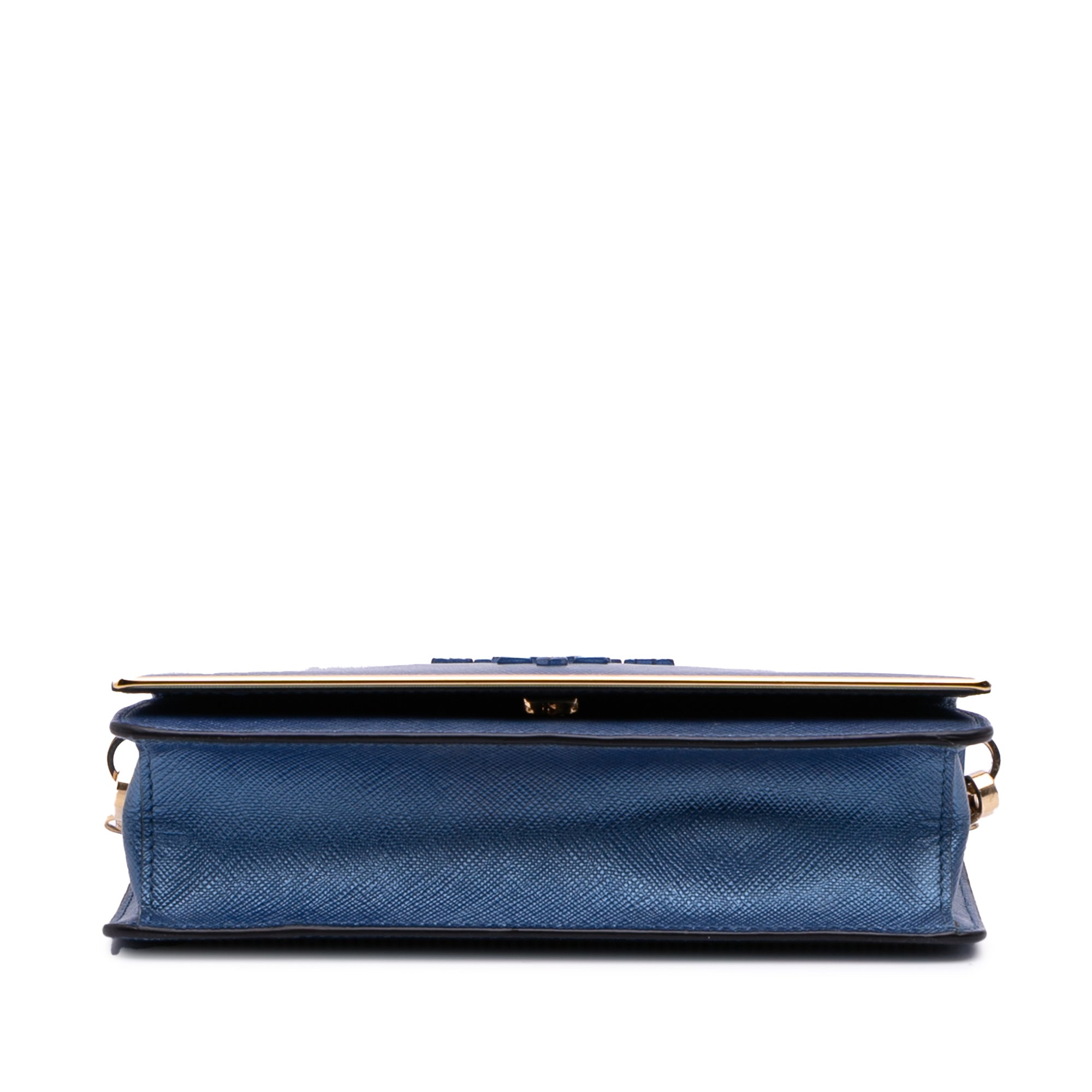Saffiano Lux Metal Bar Chain Crossbody