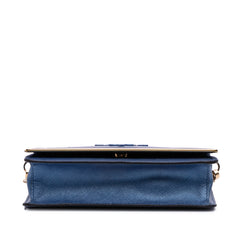 Saffiano Lux Metal Bar Chain Crossbody