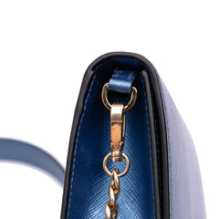 Saffiano Lux Metal Bar Chain Crossbody