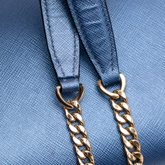 Saffiano Lux Metal Bar Chain Crossbody
