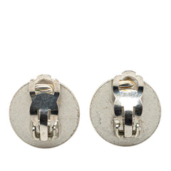 Silver Cruise CC Logo Disc Clip on Earrings